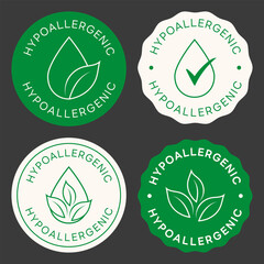 Hypozllergenic Stamp. Set of Hypozllergenic Signs. Vector Design Badges