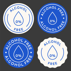 Alcohol Free Stamp. Set of Alcohol Free Signs. Vector Design Badges