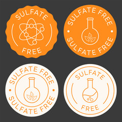 Sulfate Free Stamp. Set of Sulfate Free Signs. Vector Design Badges