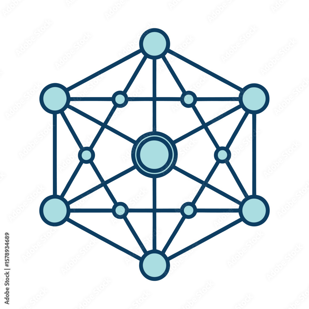 Poster geometric network of interconnected nodes and lines
