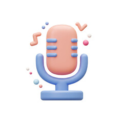 Fototapeta premium Isolated Microphone Music Sound with Transparent Background 3D Render