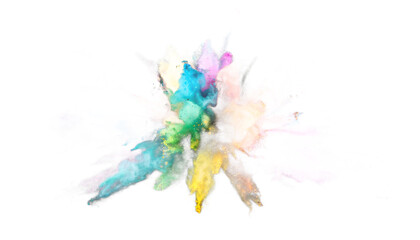 Vibrant Explosion Of Multicolored Powder Against Black Background Isolated Transparent Background