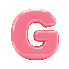 Isolated Pink Glossy Letter G Design on Transparent Background