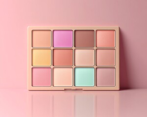 Pastel eyeshadow palette.  Twelve shades of soft, dreamy colors. Makeup artist essentials.