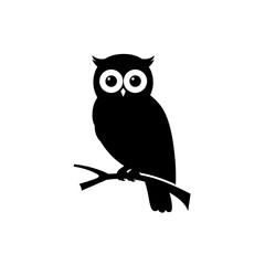 Fototapeta premium Owl Silhouette Perched: A captivating illustration of an owl, its silhouette sharply defined against the background, perched on a slender branch, showcasing its watchful gaze and majestic presence.
