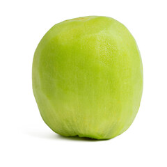 The High-resolution photograph of a piece of kiwi taken using the stacked focus technique.