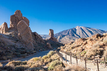 Teide National Park with volcano and lava rocks on Tenerife Canary Islands