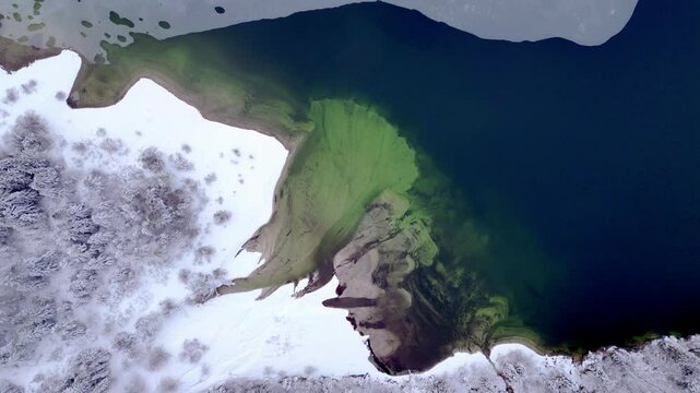 Winter on Lake Predil. View from above.