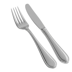 Isolated Silverware Cutlery Set Fork and Knife Utensil with Transparent Background