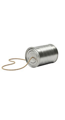 Isolated Tin Can Telephone Toy with String on Transparent Background