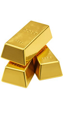 Isolated Stacked Gold Ingot Bars Representing Wealth Financial on Transparency
