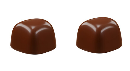 Obraz premium Isolated Transparent Background Two Delicious Brown Chocolate Candies