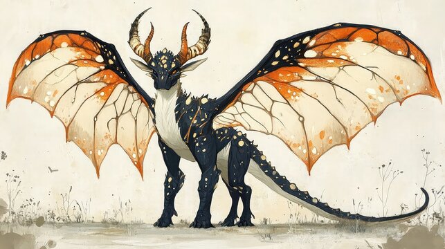 Mythical creatures illustrated with fantasy-inspired elements, horns, wings, and magical details for folklore, storytelling, world-building, and concept art in imaginative visual design.