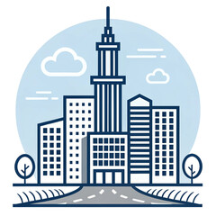 Obraz premium Modern Building Icon – Flat Urban, Architecture, Skyscraper, and City Infrastructure