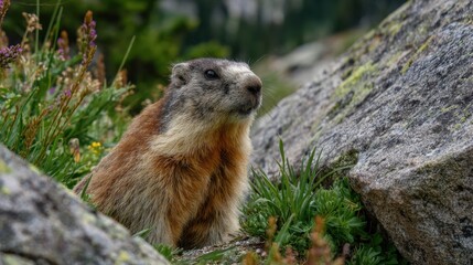 Marmot observing surroundings rocky mountain national park wildlife photography natural habitat close-up animal behavior