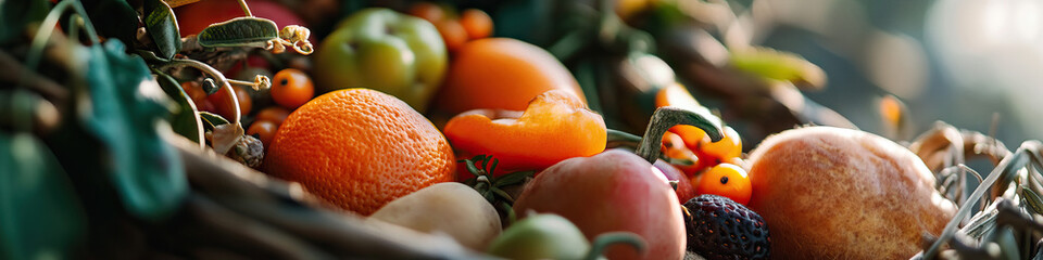 Assortment of Fruits and Berries in a Basket