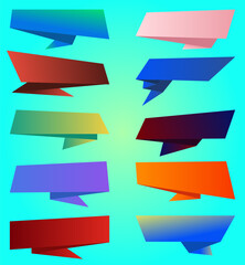 Set of different origami style Ribbons, Banners, badges, Labels Design Elements