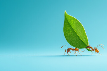 Ant Crawling on a Green Leaf in Nature