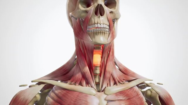 Anatomical rendering of neck and facial muscles