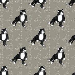Cute cat pattern images are suitable for printing on product surfaces