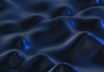 Dark Abstract silk liquid metallic texture design fluid metal substance wave effect 3d rendering