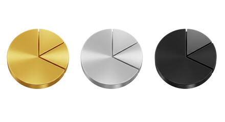 Metallic Pie Chart Business Data Graphic 3D Render Illustration