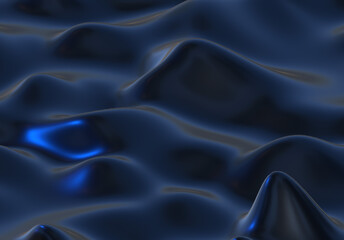 Dark Abstract silk liquid metallic texture design fluid metal substance wave effect 3d rendering