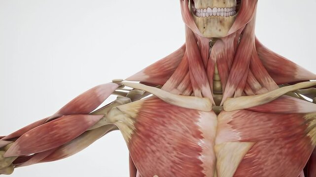 Shoulder anatomy with clavicle and muscle illustration