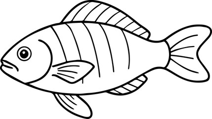 Cichlid fish outline vector illustration drawing