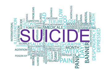 Obraz premium word cloud template background design .Concept of Suicide. 