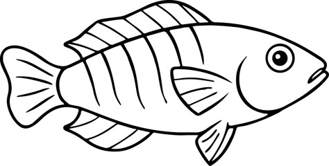 Cleaner wrasse fish outline vector illustration 