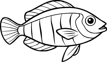Cleaner wrasse fish outline vector illustration 