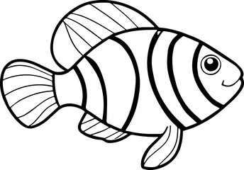 Clownfish outline vector illustration drawing