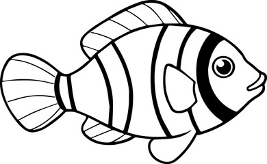 Clownfish outline vector illustration drawing