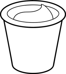 Cup of yogurt outline vector illustration