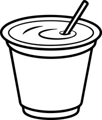 Cup of yogurt outline vector illustration