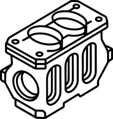 Cylinder head outline vector illustration drawing