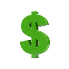 Illustration of Green Dollar Symbol on Transparent Background in 3D