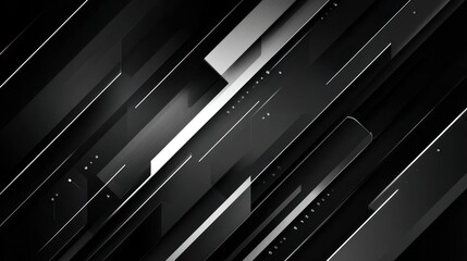 Obraz premium Dynamic black and silver rectangular shapes cascade diagonally across a dark background