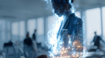 The Business Man doing business in their Office With Ai Technology.