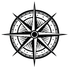 Black and white compass rose illustration navigation