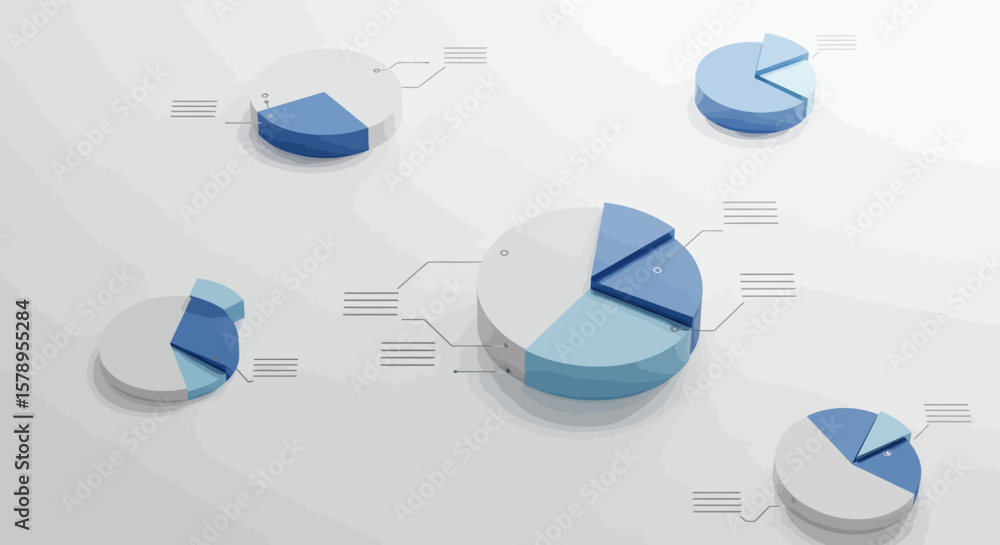 Poster visualizing data trends through informative pie chart graphics presenting statistical analysis insig