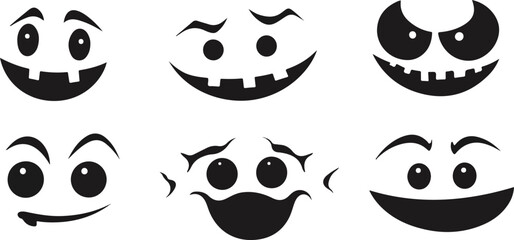 Collection of Spooky Pumpkin Faces for Halloween Carving Stencils Designs