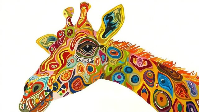 vibrant giraffe on white background	
