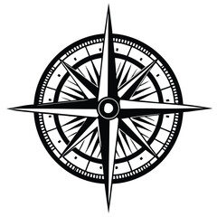 Black compass rose navigational tool direction
