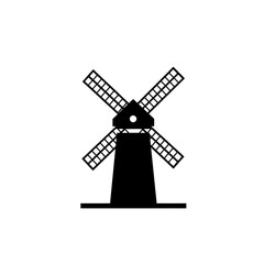 Fototapeta premium Simple Windmill Silhouette: A graphic silhouette of a traditional windmill, a symbol of rural life, capturing its form against a neutral background, perfect for various design applications.