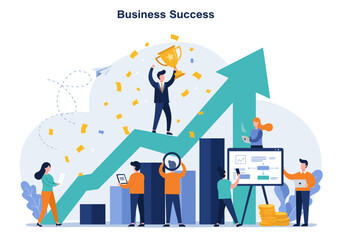 Fototapeta premium Illustrating the Path to Triumph Through Strategic Business Growth and Achieving Financial Milestones