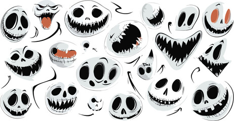 Spooky Cartoon Ghost Faces Seamless Pattern for Halloween Themed Designs