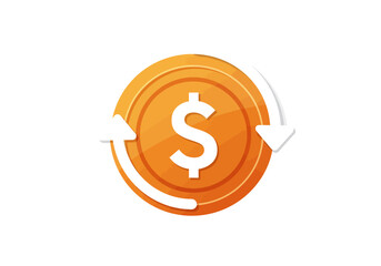 Obraz premium Illustrating the concept of currency exchange and financial transactions with a circular arrow surrounding a dollar coin symbolizing money conversion and global commerce