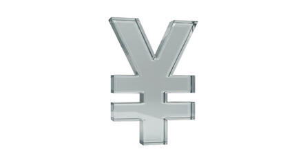 Obraz premium Shiny Silver Yen Currency Symbol Finance Illustration on Transparent